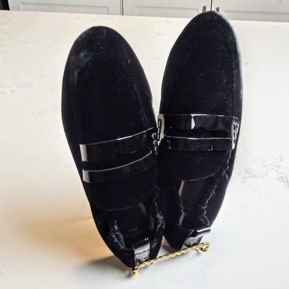 Lanvin Black Velvet Patent Leather Ballet Flats - Picture 3 of 11